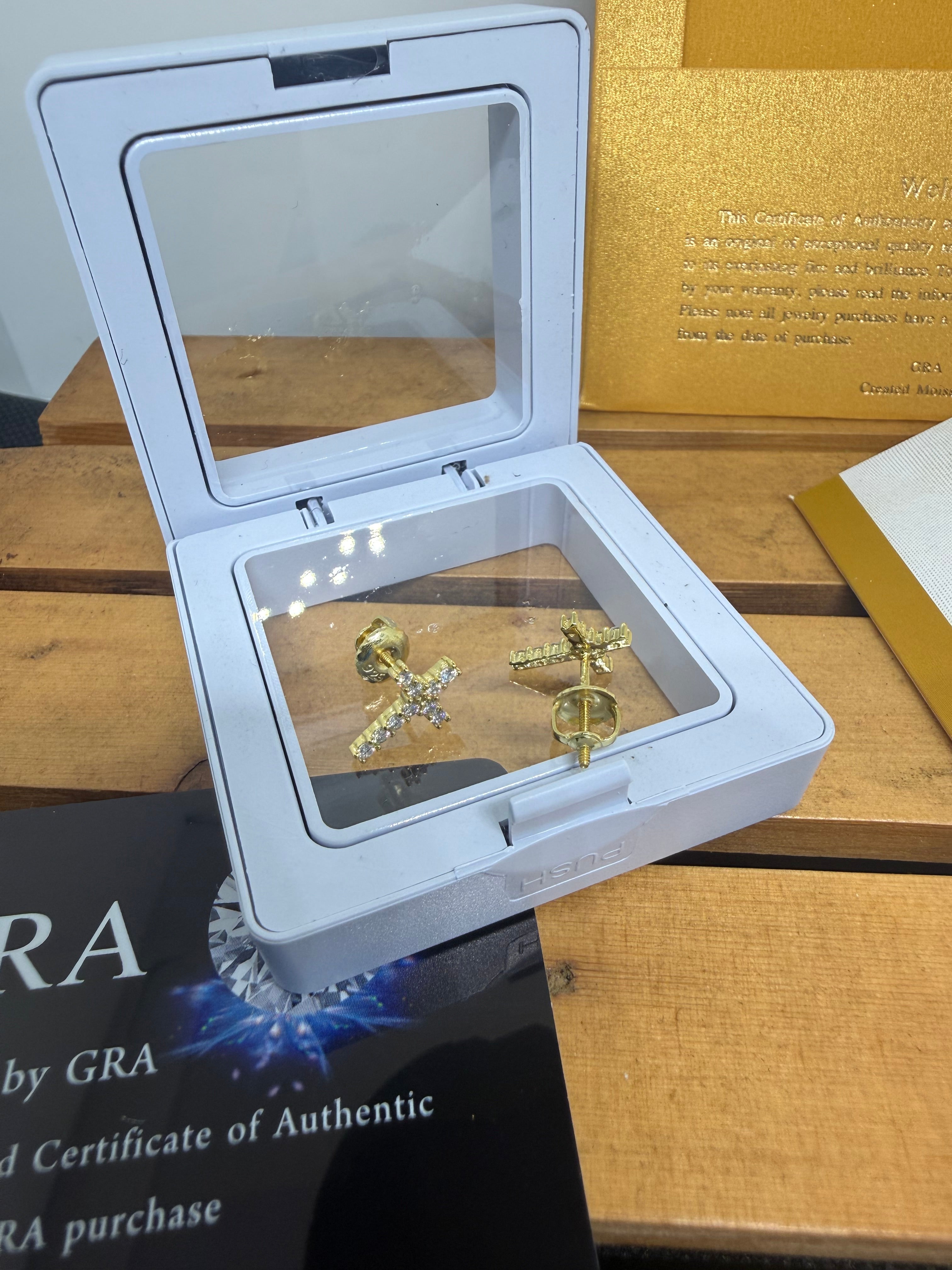 Large gold cross earrings 14k gold plated