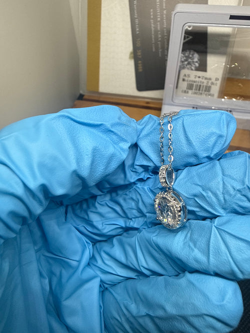 Halo Pendant Necklace — 2.0ct Moissanite