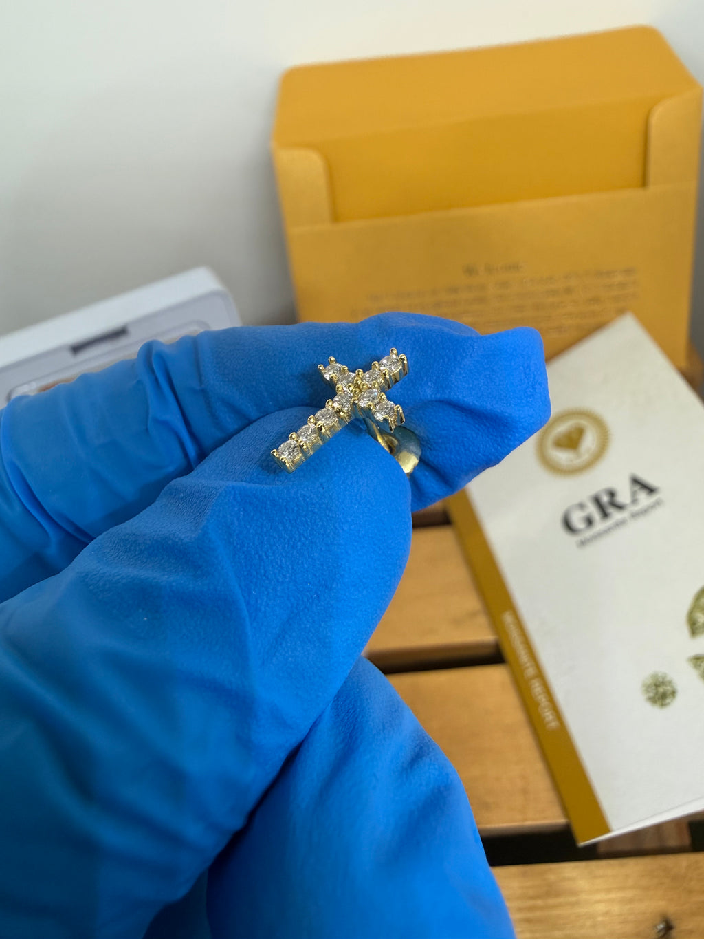 Large Cross Moissanite Earrings — Gold Plated
